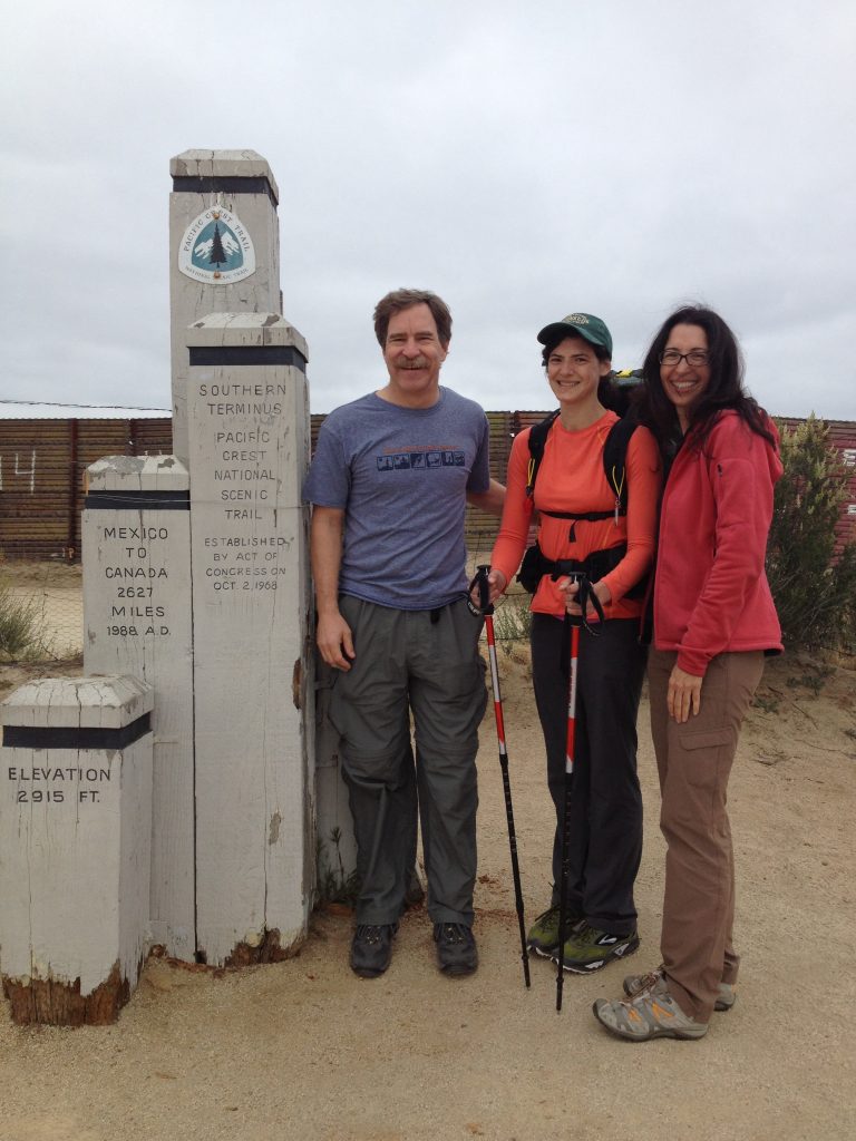 Carlene begins her trek at the start of the Pacific Crest Trail. Brad Zlotnick, a collaborator from San Dieguito River Valley Conservancy brought Carlene to the border.
