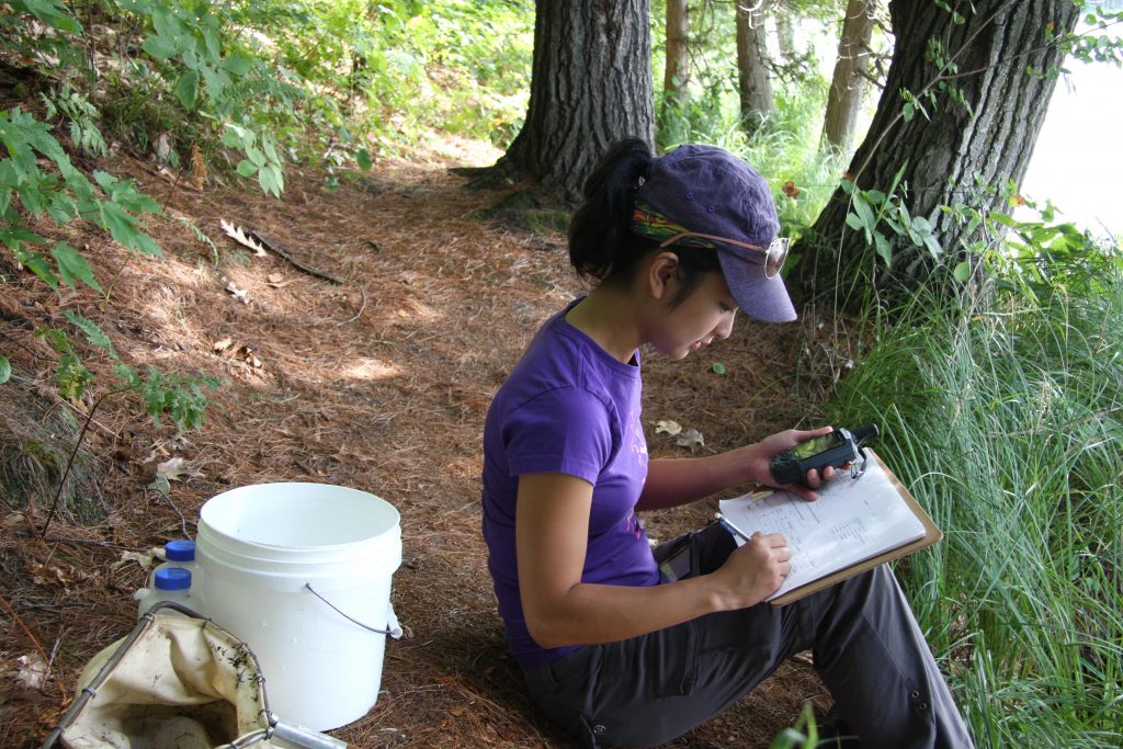 Kate recording data for the aquatic samples